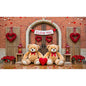 Valentines Day Banner Bear Rose Flower Love Heart Backdrop Party Decoration Valentine's Day Indoor Outdoor Photo Prop Supply