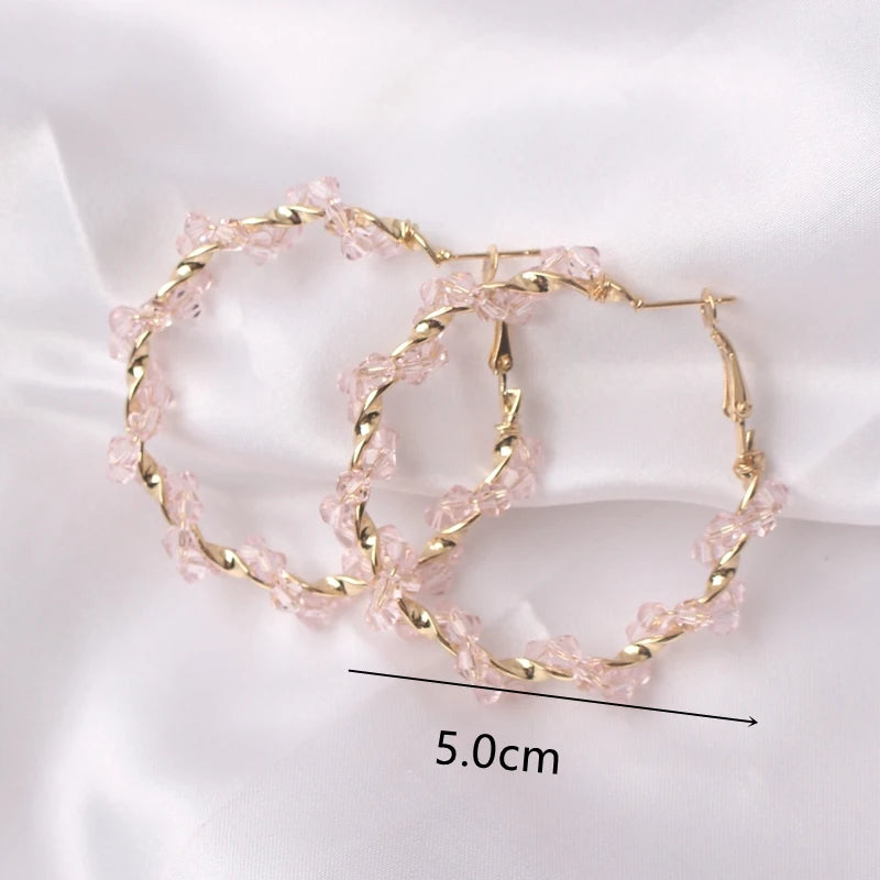 Pink Color Flower Drop Earrings for Women Summer Geometry Heart Leaf Butterfly Brincos Party Ear Jewelry Valentine's Day Gift