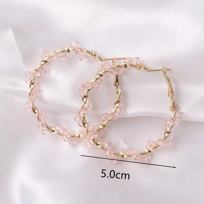 Pink Color Flower Drop Earrings for Women Summer Geometry Heart Leaf Butterfly Brincos Party Ear Jewelry Valentine's Day Gift
