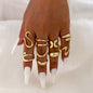 8Pcs/Set Fashion Irregular Lines Water Drop Rings for Women Men Exaggerated Punk Retro Boho Fashion Jewelry Gifts