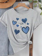 Women Cowboy Heart Print T-Shirt for Valentine's Day Gifts Fashion Crew Neck Short Sleeve T-Shirt Casual Women's Clothing