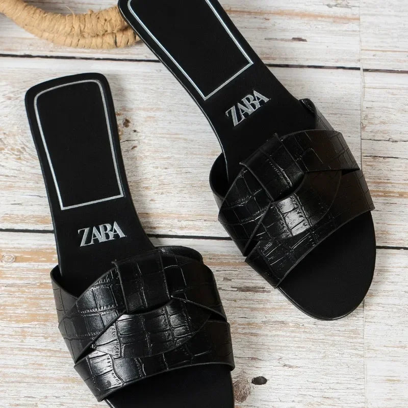 Slippers For Women's Shoes Square Head Cross Flat Summer Sandals Simple Flip-flops summervebes