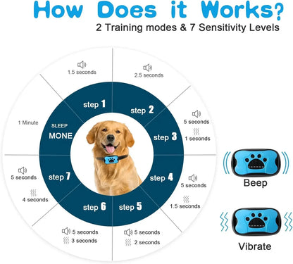 Dog Anti Barking Device USB Rechargeable Dogs Training Collar Ultrasonic Stop Barking Vibration Anti Bark Collar