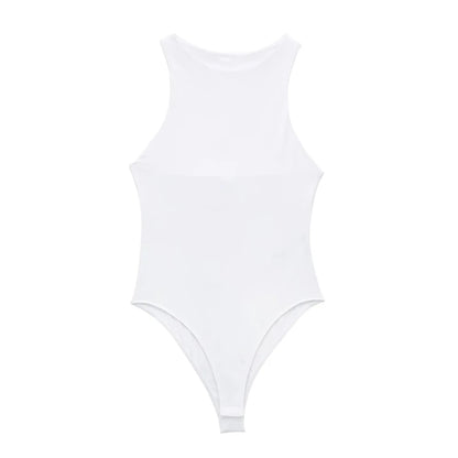 Women Fashion With Halter Neck Skinny Bodysuit Sexy Sleeveless Snap-button Female Playsuits Mujer