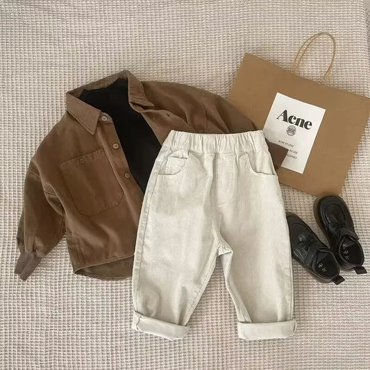 Toddler Boy 2 Piece outfits clothes longe sleeve Button Down Shirt+Pants For Boy