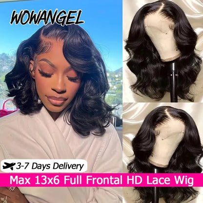 250% Body Wave Bob Wigs 100% Human Hair Wigs 13x6 HD Lace Frontal Wigs Pre Plucked Short Bob Full Frontal Wig For Balck Women