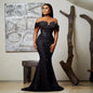 Sexy Black Prom Dresses Off the Shoulder Mermaid Formal Gowns for African Women Luxury Crystals Beaded Evening Dress
