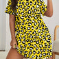 Plus Size Printed With Love Women's Dresses Summer Women's Home Stretchy Nightgowns Leopard Dresses Women's Knee Dresses