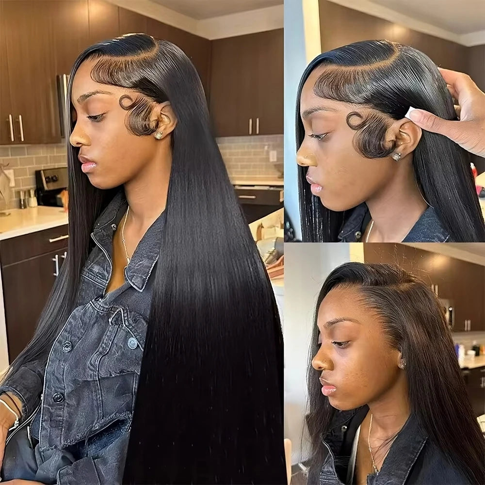 Straight 13x4 HD Lace Frontal Human Hair Wig Brazilian Glueless Human Hair Wig For Women 5x5 Lace Front Wig Pre Plucked 200% Density