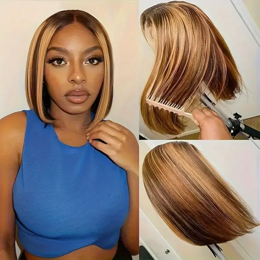 Hair Straight BobTransparent 100% Human Hair Wigs 13x4 Lace Frontal Wig Ready Wear Bob Wigs Brazilian Hair Brown Blonde For Black Women 220Density