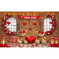 Valentines Day Banner Bear Rose Flower Love Heart Backdrop Party Decoration Valentine's Day Indoor Outdoor Photo Prop Supply