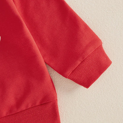 VISgogo Baby Casual Sweatshirt Long Sleeve Crew Neck Hoodie Letters Heart Print Valentine’s Day Clothes for Girls Boys