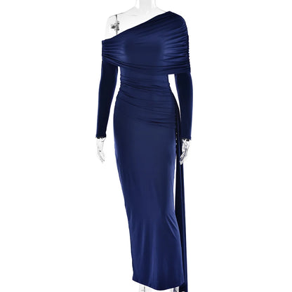 2026 Women's Faion Long Sve High Waist Gown Sexy Wrap Body Skirt Ele Draped oulder Cross-Border Sle Ci Walk