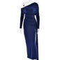 2026 Women's Faion Long Sve High Waist Gown Sexy Wrap Body Skirt Ele Draped oulder Cross-Border Sle Ci Walk