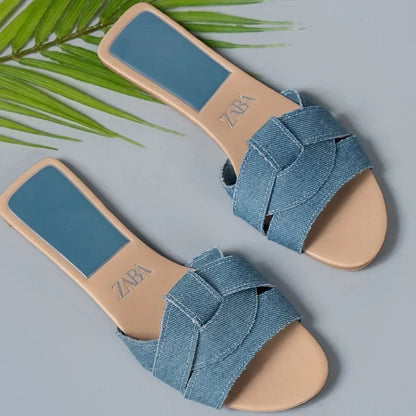 Slippers For Women's Shoes Square Head Cross Flat Summer Sandals Simple Flip-flops summervebes
