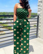 Women's casual Sleeveless Tight Polka Dot Printing Jumpsuits  Elegant And Fashionable Off Shoulder pleated Long pants Rompers
