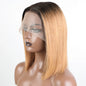 Hair Highlight Brown Straight Bob 13x1 T Part Lace Front 100% Human Hair Wigs For Women Brazilian Remy Hair Bob Wigs