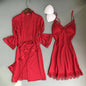 Women'S Sexy Lace Nightgown Nightdress Two-Piece Set Satin Material Soft And Silky Women'S Home Pajamas Valentine'S Day Gift