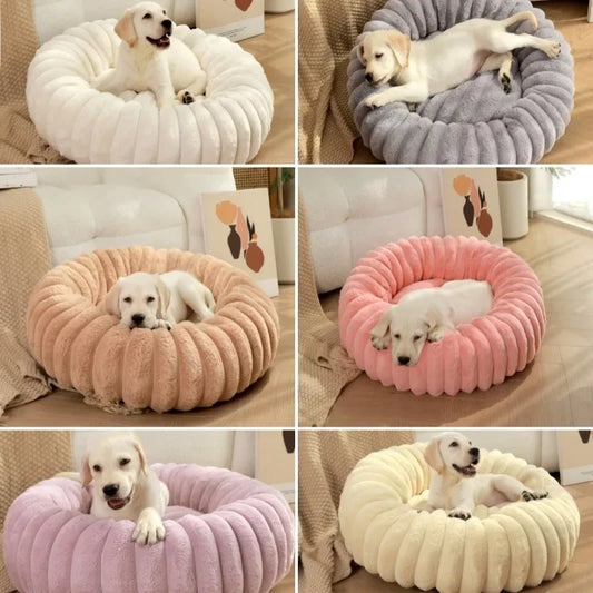 Long Plush Round Cat Nest Winter Warm Dog Beds Super Soft Dogs Mat Sofa Pet Sleeping Supplies
