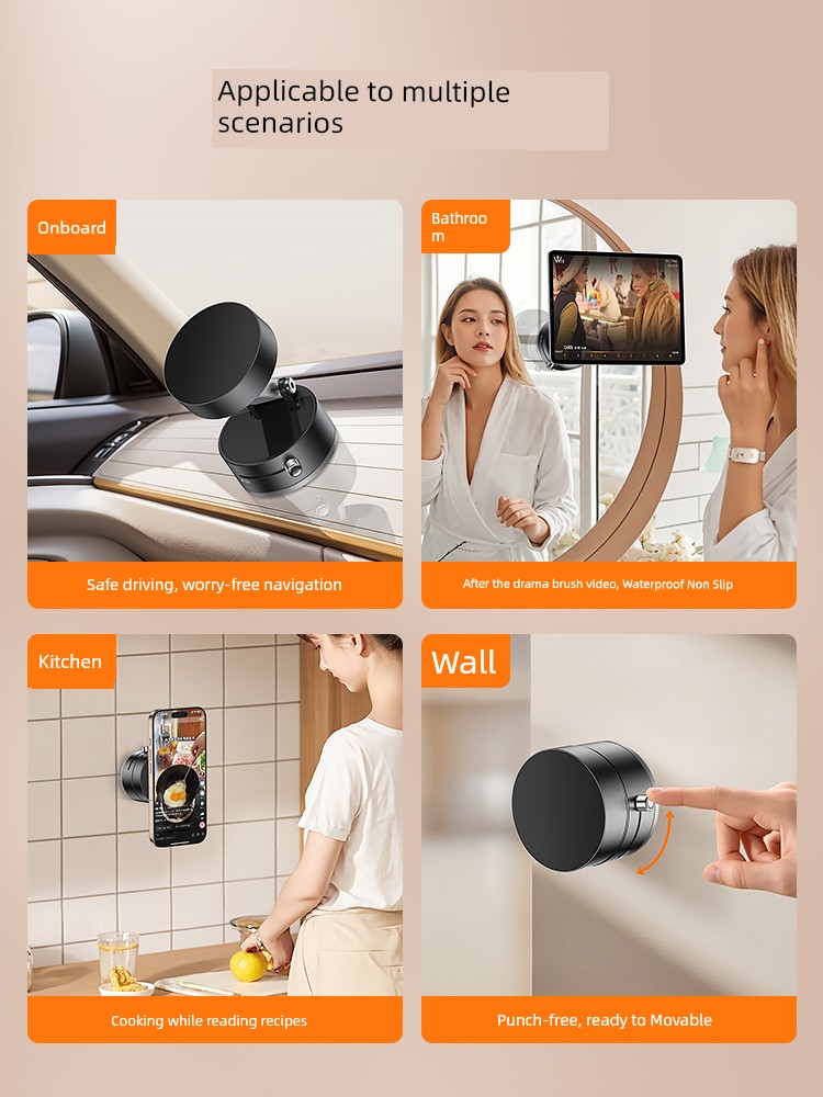Moswei MagSafe Magnetic Phone Holder Car Bathroom Glass Wall-Mounted Bracket Vacuum Sucker Mirror Punch-Free Shooting Vlog Selfie Stick Strong and Stable