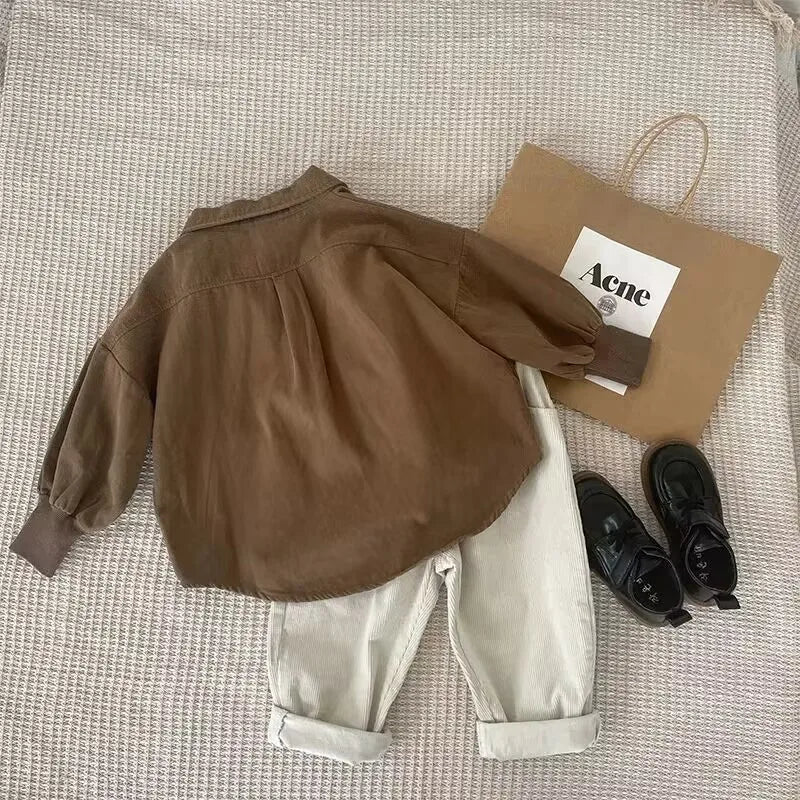 Toddler Boy 2 Piece outfits clothes longe sleeve Button Down Shirt+Pants For Boy