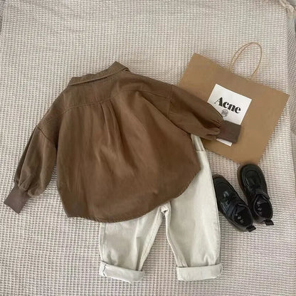 Toddler Boy 2 Piece outfits clothes longe sleeve Button Down Shirt+Pants For Boy