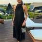 New 2025 Elegant Solid Swing Loose Party Dress Spring Female Halter Slim Banquet Long Dress Women Sexy Off Shoulder Gala Dress