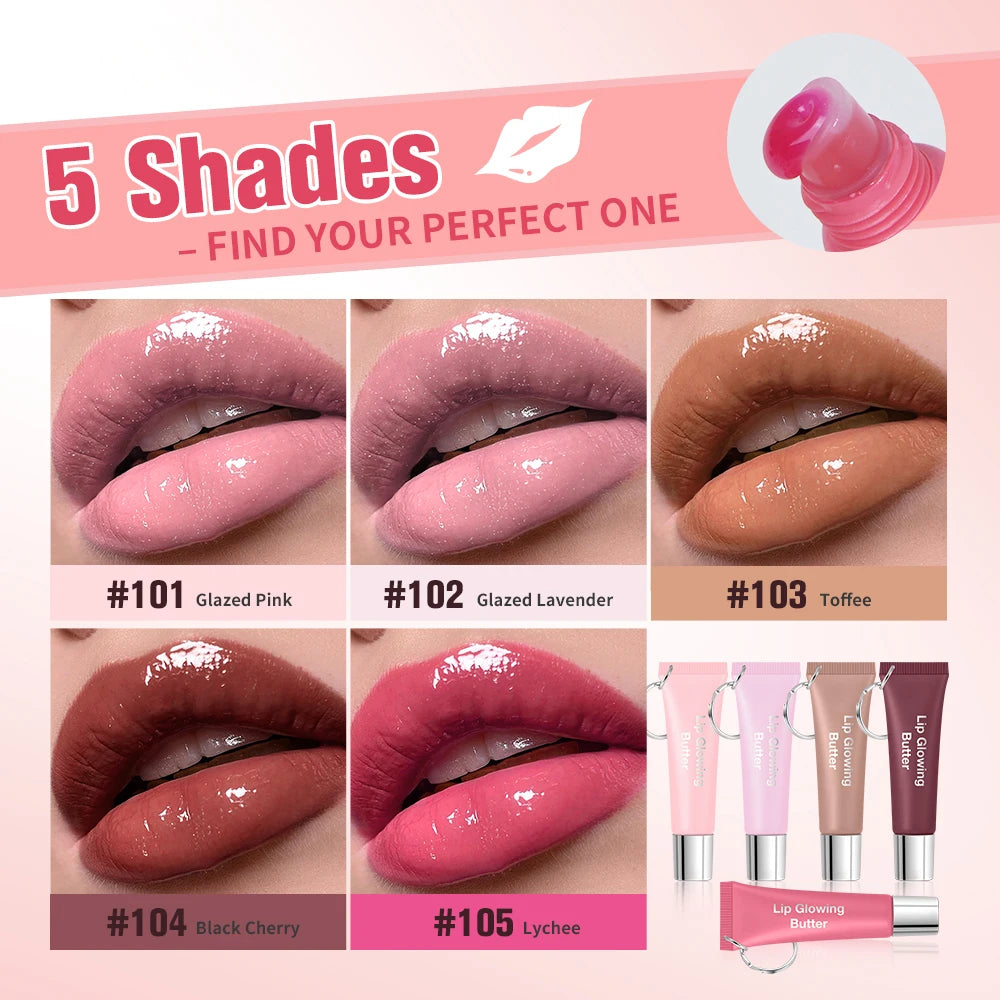 Lip Oil Plumper Long Lasting Lip Gloss Keychain Glowing Butter Moisturizing Pink Nourishing Makeup Care Hydrating Lipstick