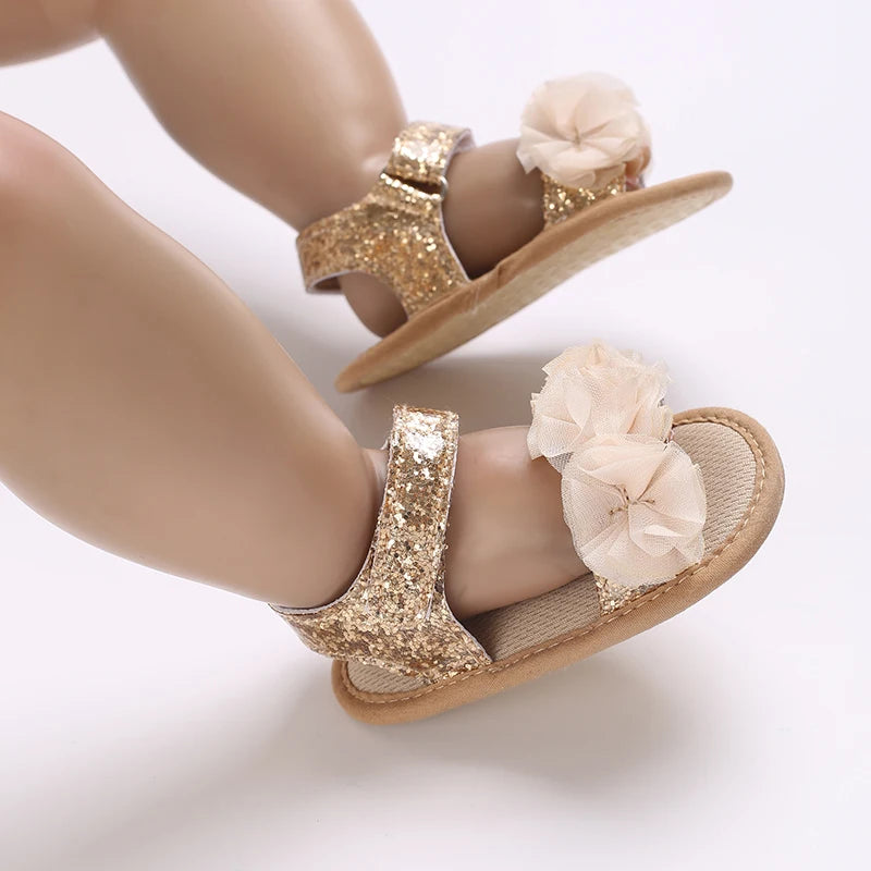 Summer Cute flower  Newborn Baby Shoes Non-slip Cloth Bottom Shoes For Girls Elegant Breathable Leisure Baby First Walking Shoes