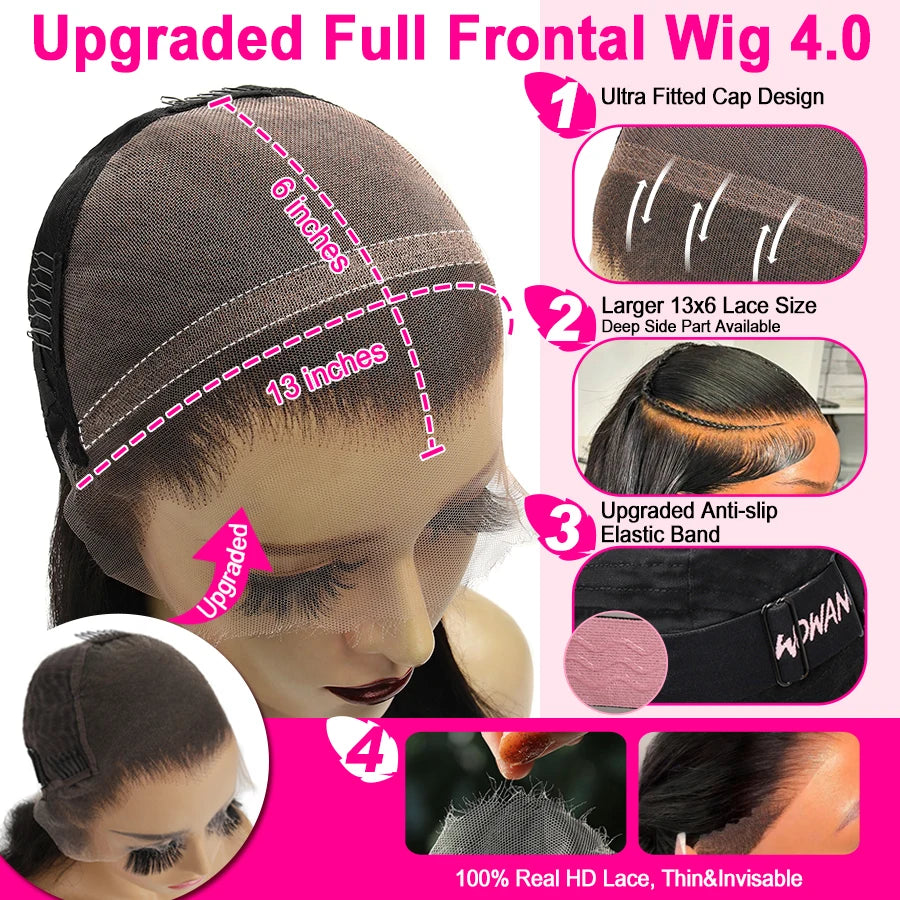 250% Body Wave Bob Wigs 100% Human Hair Wigs 13x6 HD Lace Frontal Wigs Pre Plucked Short Bob Full Frontal Wig For Balck Women