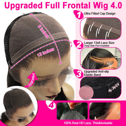 250% Body Wave Bob Wigs 100% Human Hair Wigs 13x6 HD Lace Frontal Wigs Pre Plucked Short Bob Full Frontal Wig For Balck Women