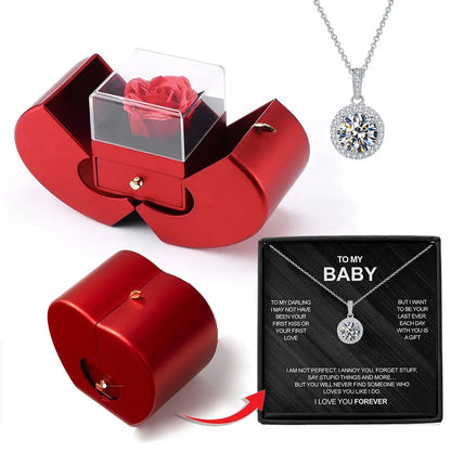 Christmas Gift Apple Jewelry Box With Eternal Flower Box Rose Flower Birthday Party New Year Valentine's Day Gift