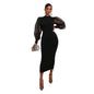 Dress for Women Long Sleeve Evening Gown Women Clothing Temperament Half High Collar Bodycon Dress Vestido