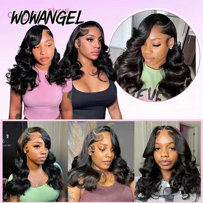 250% Body Wave Bob Wigs 100% Human Hair Wigs 13x6 HD Lace Frontal Wigs Pre Plucked Short Bob Full Frontal Wig For Balck Women