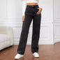 Women's High Waist Stretch Washed Denim Fashionable Straight Jeans Women's Pants women jeans black pants woman clothing