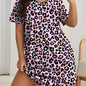 Plus Size Printed With Love Women's Dresses Summer Women's Home Stretchy Nightgowns Leopard Dresses Women's Knee Dresses