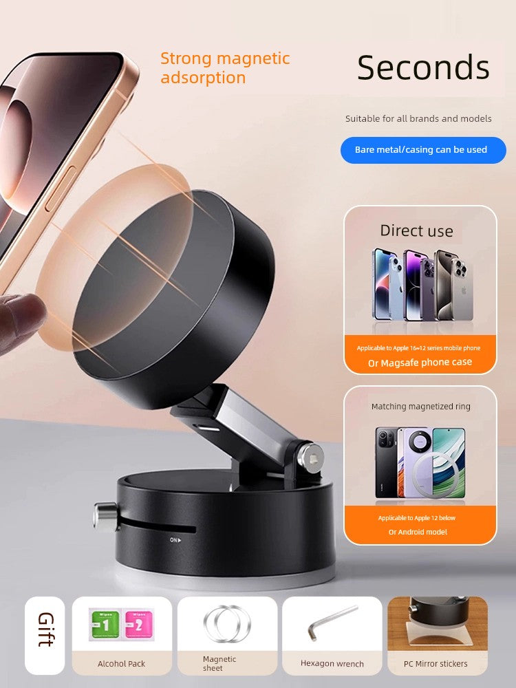 Moswei MagSafe Magnetic Phone Holder Car Bathroom Glass Wall-Mounted Bracket Vacuum Sucker Mirror Punch-Free Shooting Vlog Selfie Stick Strong and Stable