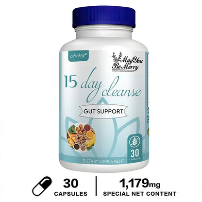 15 Day Cleanse - Gut and Colon Support | Caffeine Free | Advanced Formula with Senna, Cascara Sagrada, & Psyllium Husk | Non-G
