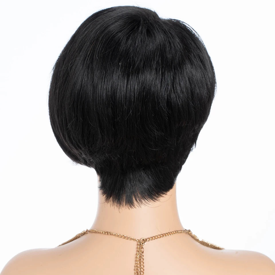 13x1 Part Straight Short Pixie Cut Natural Lace  Front 100% Human Hair Wig For Women Brazilian Remy Hair Glueless Bob Wigs