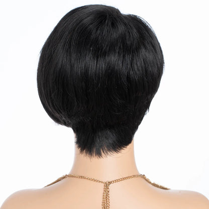 13x1 Part Straight Short Pixie Cut Natural Lace  Front 100% Human Hair Wig For Women Brazilian Remy Hair Glueless Bob Wigs