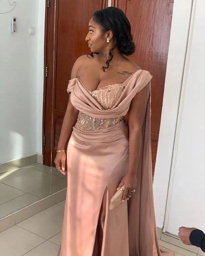 Customized Elegant Mermaid Evening dress Satin One-shoulder PROM Party Bridesmaid birthday Dress for Special occasions