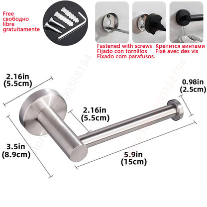Toilet Towel Paper Wall Mount Holder Adhesive Black Silver Kitchen Roll Paper Stand Hanging Napkin Rack Bathroom Accessories WC