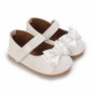 Newborn Princess Shoes Soft Leather Anti Slip Rubber Sole Baby Shoes White Girls Shoes