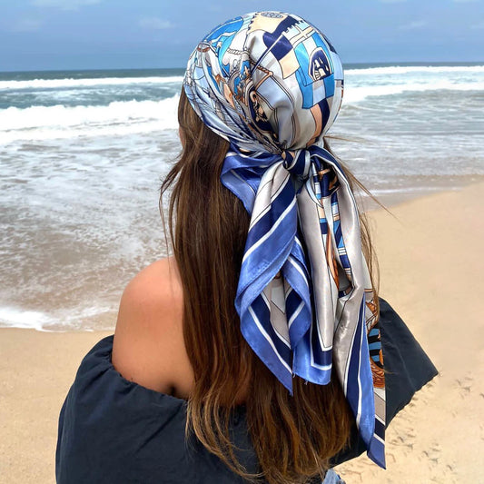 Large Hijab Scarves For Women Fashion Print Silk Satin Scarf 90cmx90cm Luxury Brand Square Shawls Head Scarfs For Ladies