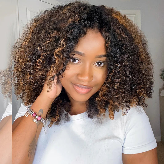NEW 10A 6x5 Glueless Lace Human Hair Wigs Ready To Wear And Go Short Curly Ombre Highlights Brown Blonde Ginger 99J Colored Wigs