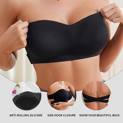 Removable Padded Soft Ice Silk Traceless Women Brasseries Wire Free Seamless Bra For Women Strapless Bra