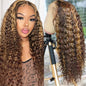 Ombre Curly Highlight Wig Human Hair Preplucked 7x5 Lace Closure Glueless Wigs Human Hair Deep Wave Ready To Wear For Women