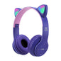 Kids Headphones,Cute Cat Ear LED Light up Bluetooth 5.0 Compatible Headset with Led Wireless Headset Stereo Folding Sports Headset with Microphone