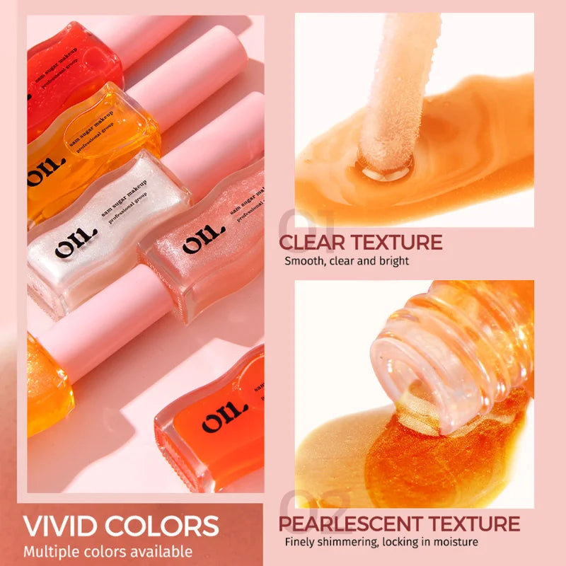 Sheer Pearlescent Mirror Lip Gloss Liquid Lipstick Fruit Honey Infused Lip Oil Reduce Lip Lines Moisturizing Lip Balm Cosmetics