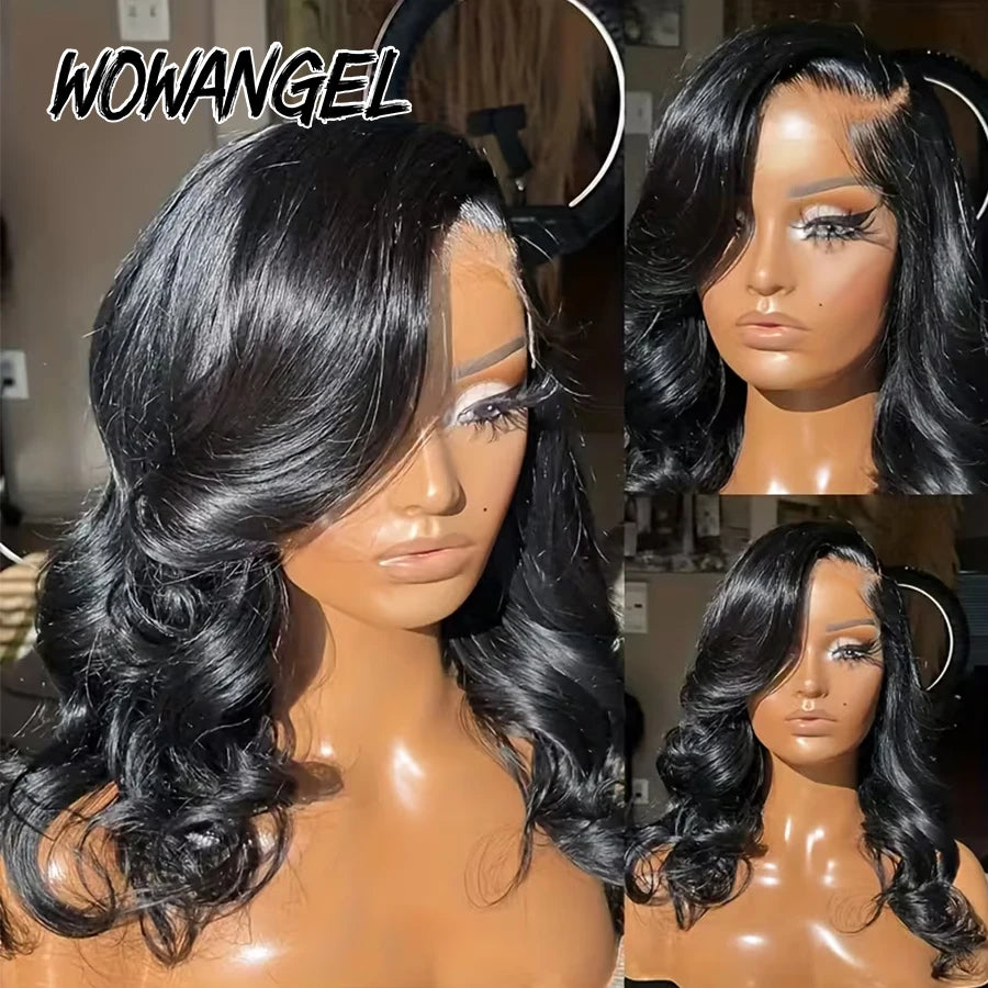 250% Body Wave Bob Wigs 100% Human Hair Wigs 13x6 HD Lace Frontal Wigs Pre Plucked Short Bob Full Frontal Wig For Balck Women